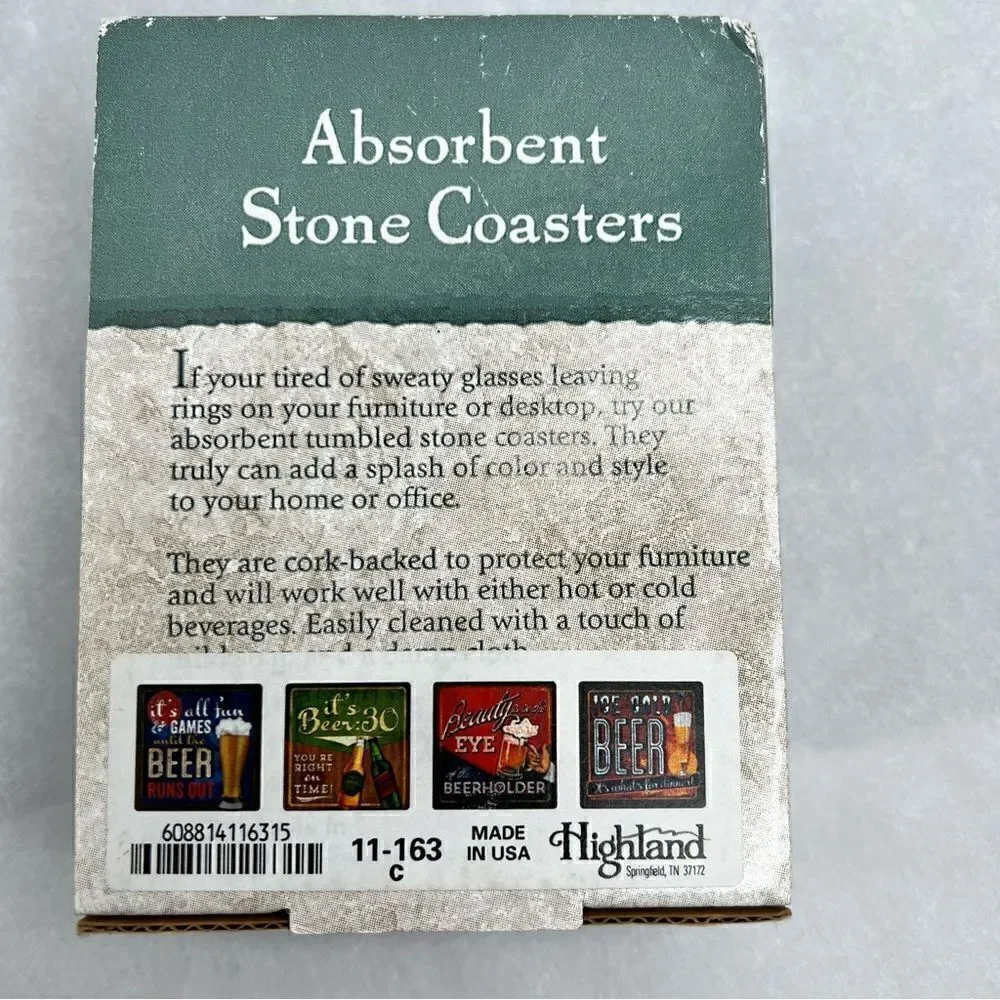 COASTER SET OF 4 ABSORBENT STONE COASTERS